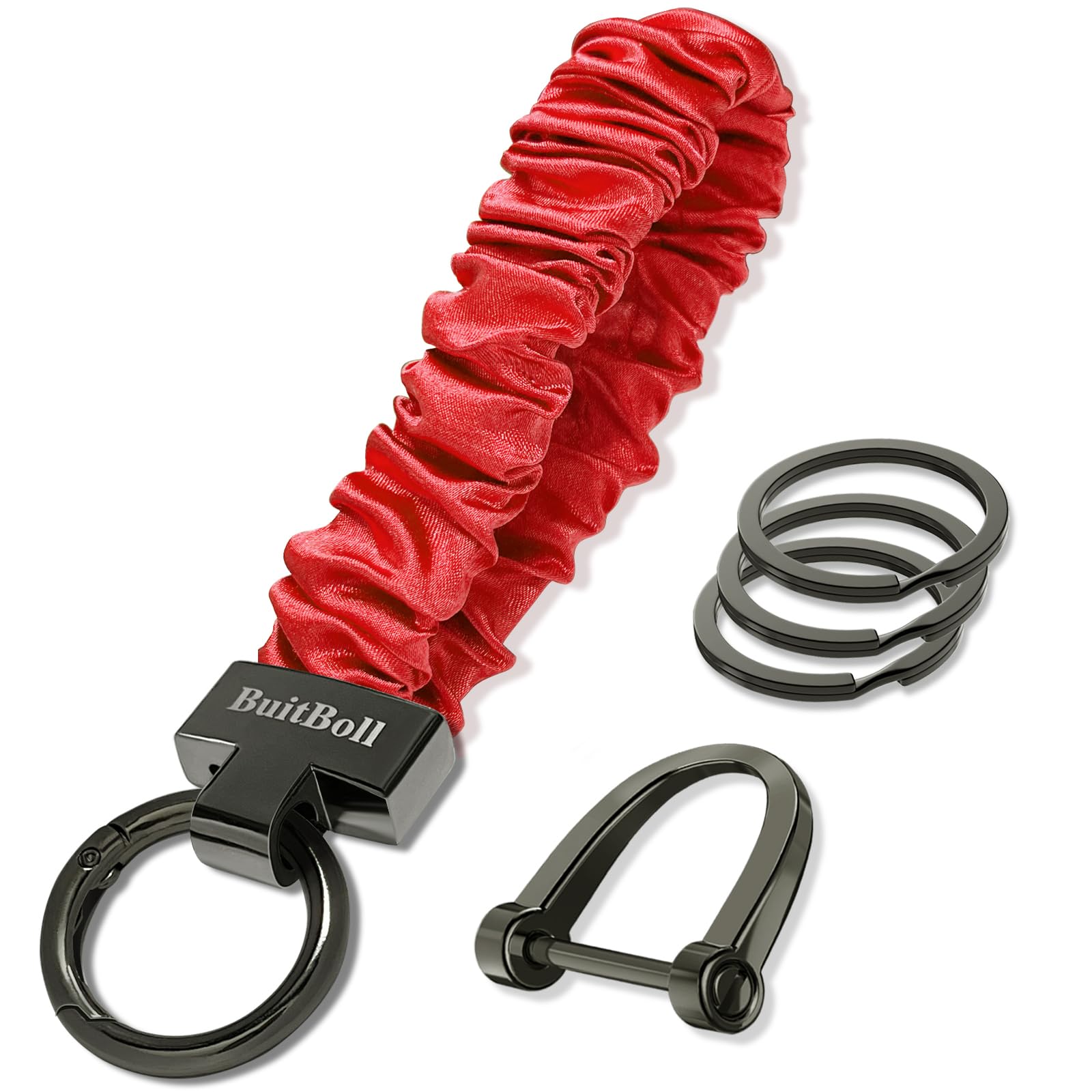 BuitBoll Keychain Wristlet, Stretchy Key Chain with D Key Ring Wrist Bracelet Key Strap for Women Girl Men