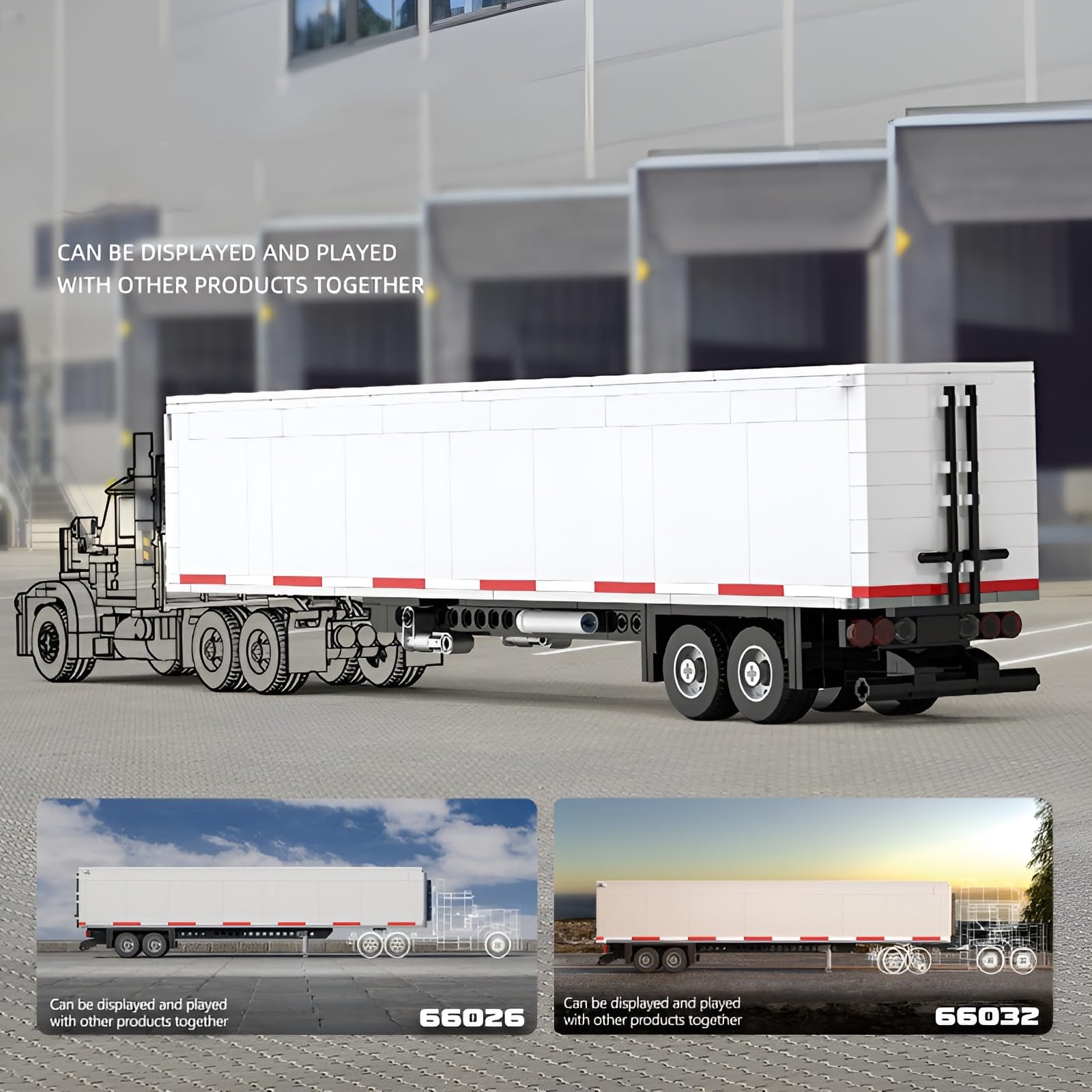 Europäischer LKW-Bausatz mit Anhänger – 2IN1 Schwerlast-LKW-Modell, Sammler Modell Klemmbausteine, Geschenk für LKW-Spielzeug-Fans, Erwachsene und Jugendliche (725 Teile)