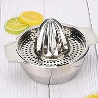Vista 8 de Exprimidor de limón de acero inoxidable Exprimidor de cítricos Prensa de mano Herramienta de exprimir jugo de naranja con recipiente