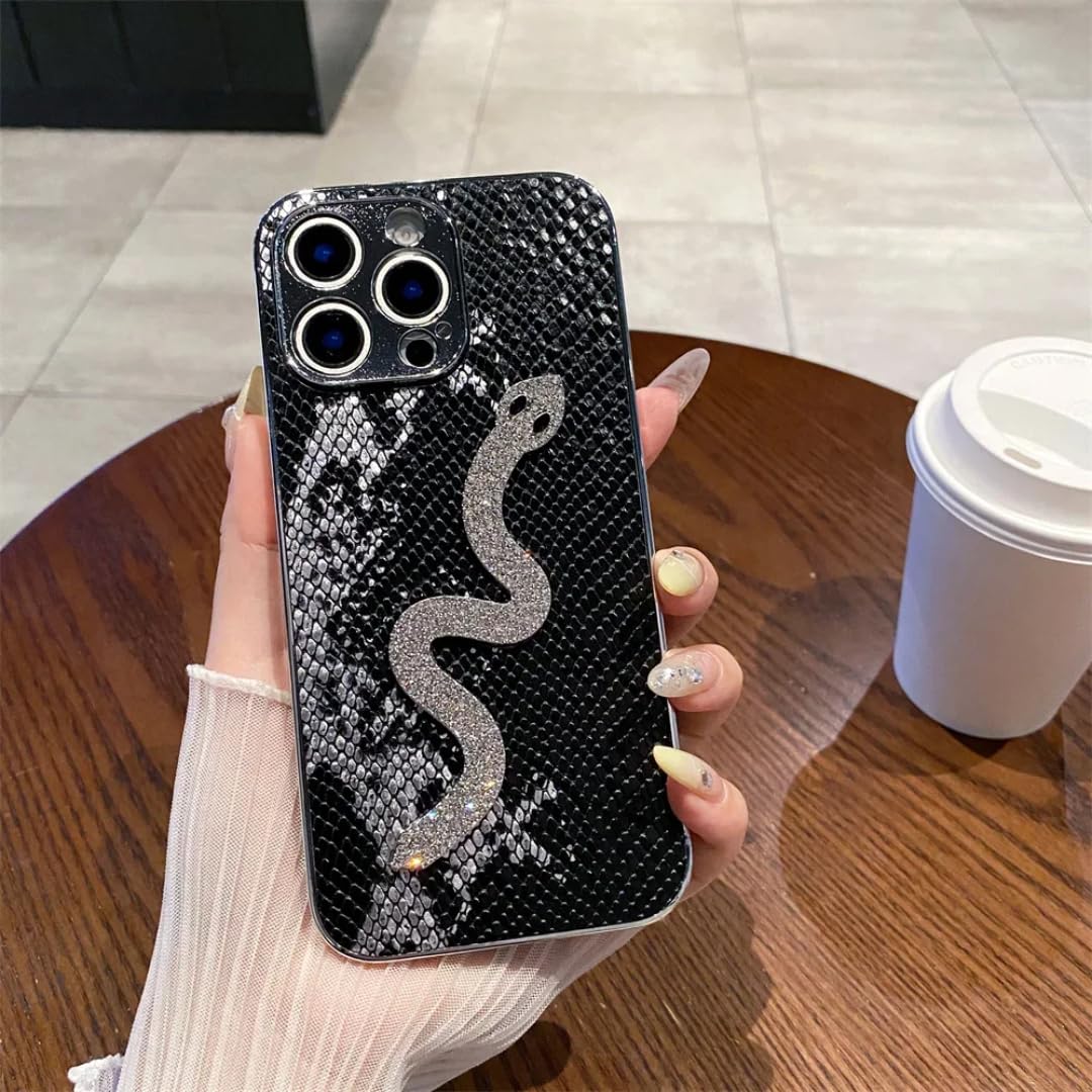 Coque iPhone 16e antichoc et rigide motif serpent noir galvanisé