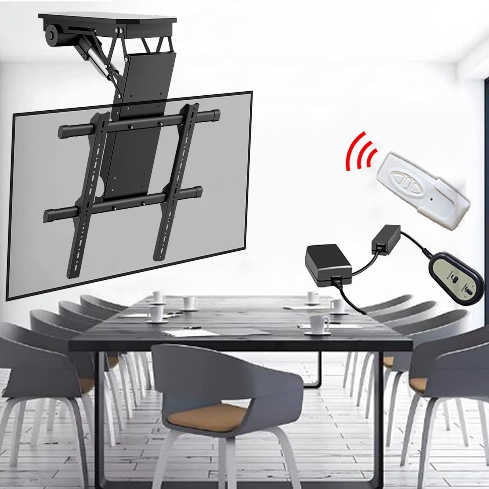 HPTHLY Electric Tv Ceiling Mount - Tv Wall Mount,With Remote Control And Switch Electric Auto Lifting Stand,Max Bearing 45Kg Electric Lift Stand,Easy To Install Ceiling Tv Mount,One