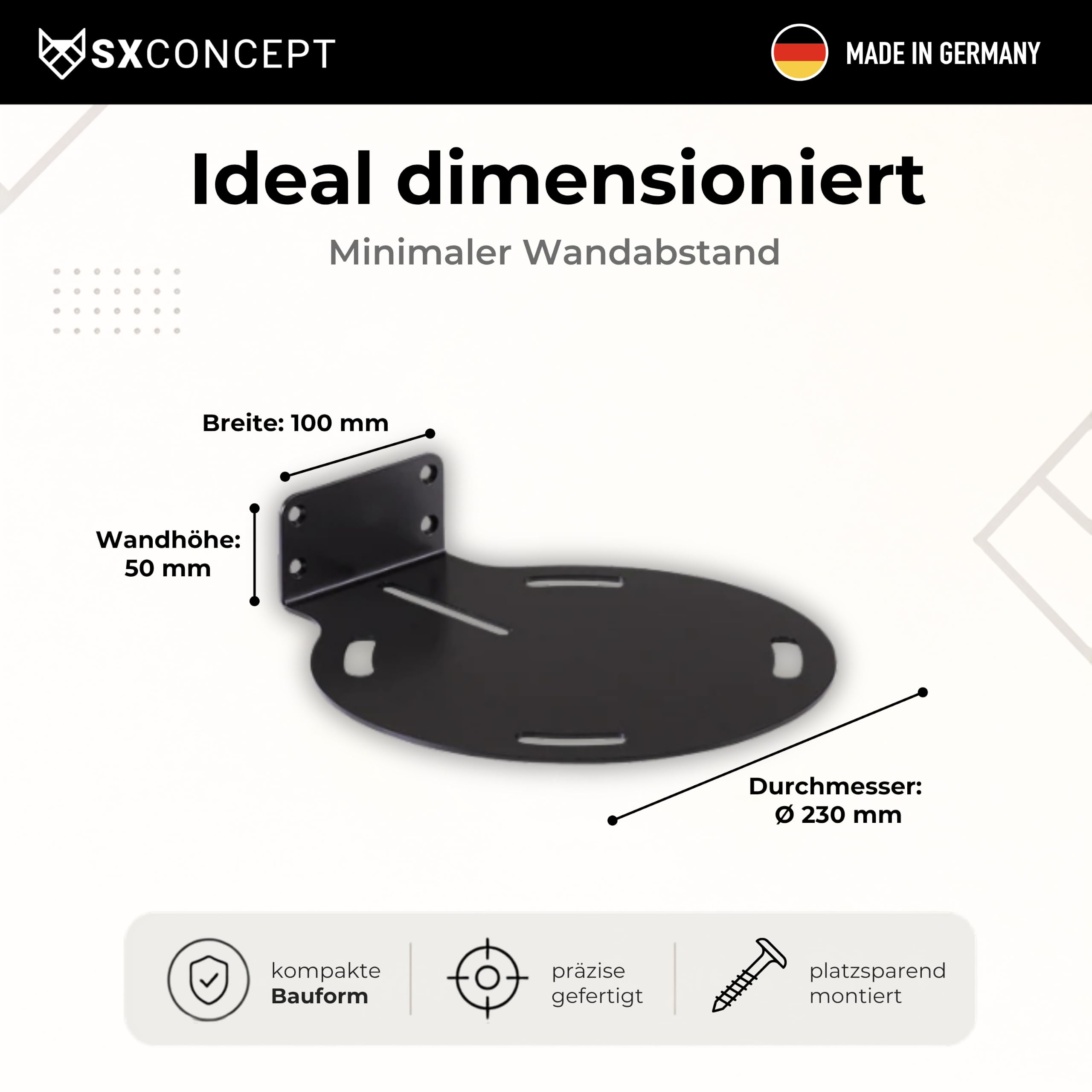 Wandhalterung für Sonos Sub Mini, schwarz – Minimalistisch & stabil | Platzsparende Wandhalterung für Sonos Sub Mini. Minimalistisches Design made in Germany. Inkl. Montageset für sicheren Halt