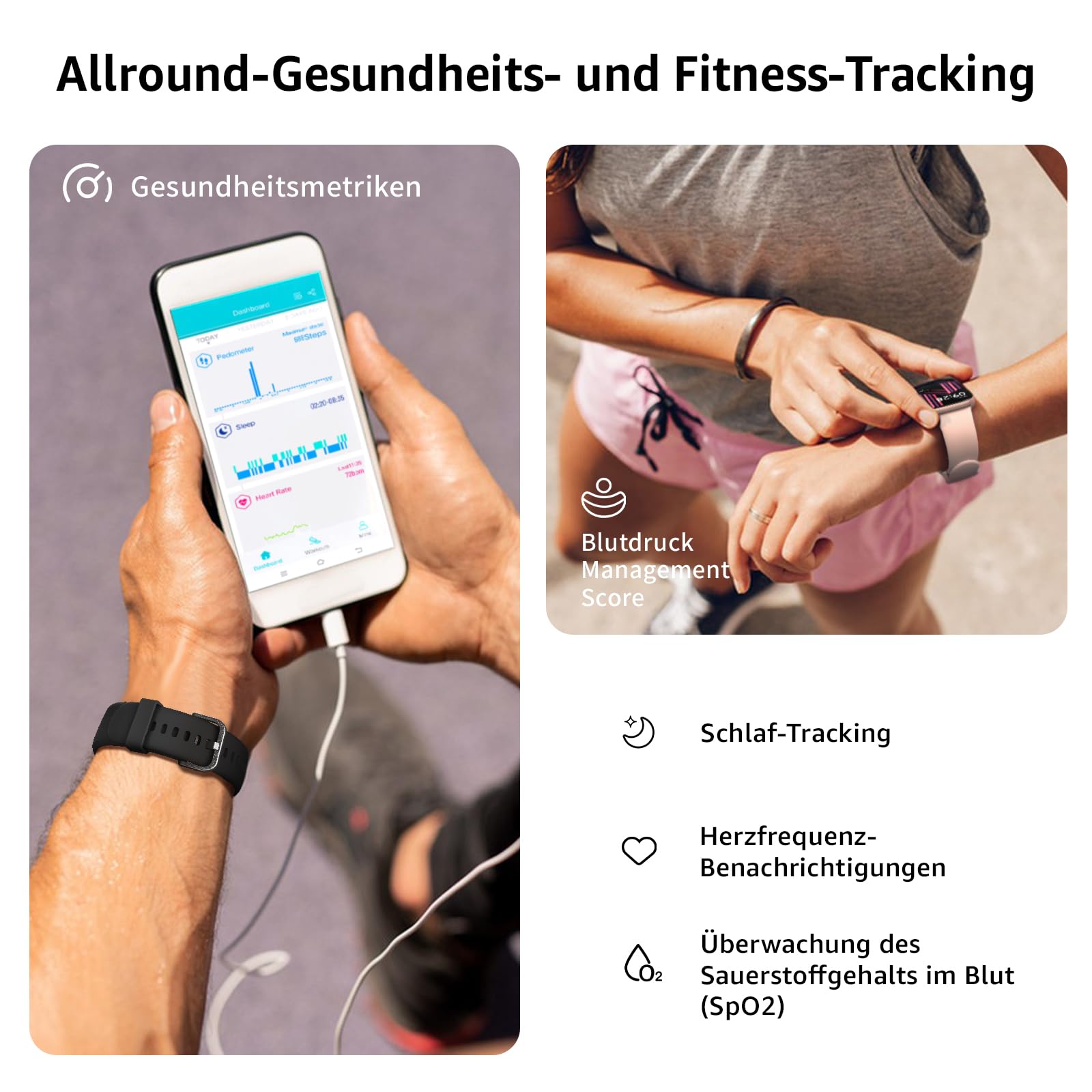 Smartwatch Damen Herren, 1,85" HD Touch Fitnessuhr mit Telefonfunktion, 140+Sportmodi Smart Watch Fitness Tracker mit Pulsmesser Schlafmonitor Schrittzähler, IP68 Wasserdicht Sportuhr für iOS Orange