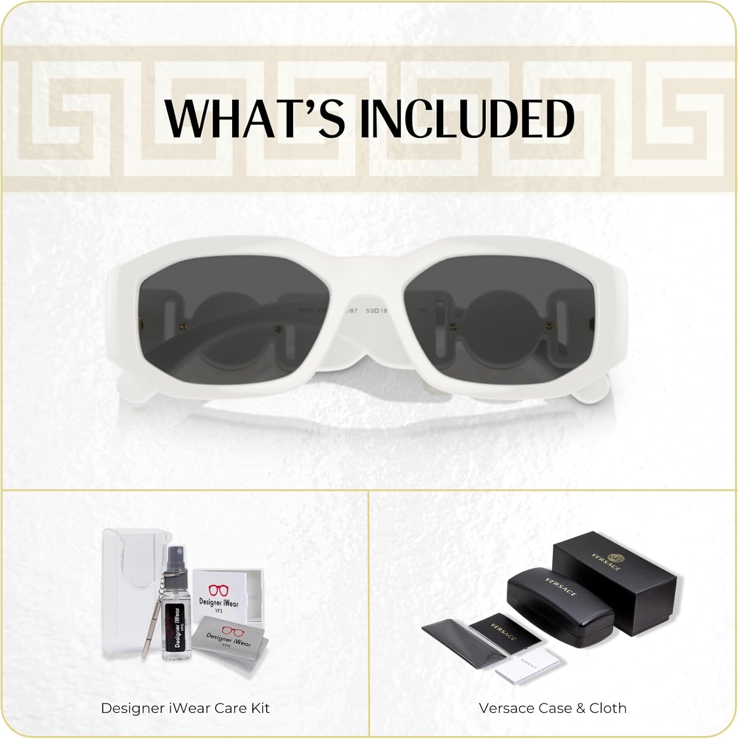 Versace VE4361 Rectangular Sunglasses For Men For Women +BUNDLE with ACCESSORY EYEWEAR KIT - Image 2