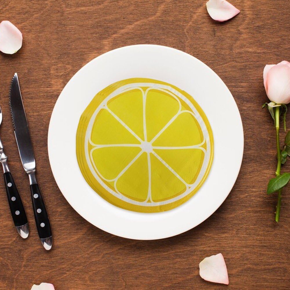 40 Stück Lemon Napkins Servietten Zitronen, Tovaglioli con motivo a limone per decorazione, tovaglioli di limone per compleanni, feste al limone, matrimoni