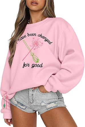 Musical Movie Sweatshirt for Women Changed for Good Embroidered Crewneck Witch and Princess Pullover Top