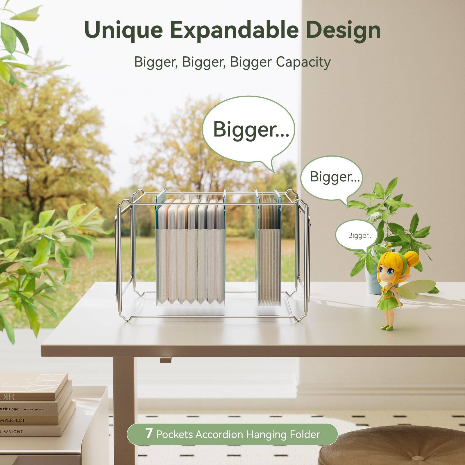 EcoStash Wiszące teczki na dokumenty ze słomką pszenną, 3 kolorowe organizery na dokumenty, kieszenie akordianowe 3 cm, duża pojemność, rozmiar liter do szafki na dokumenty, 100% wolny od BPA, powrót