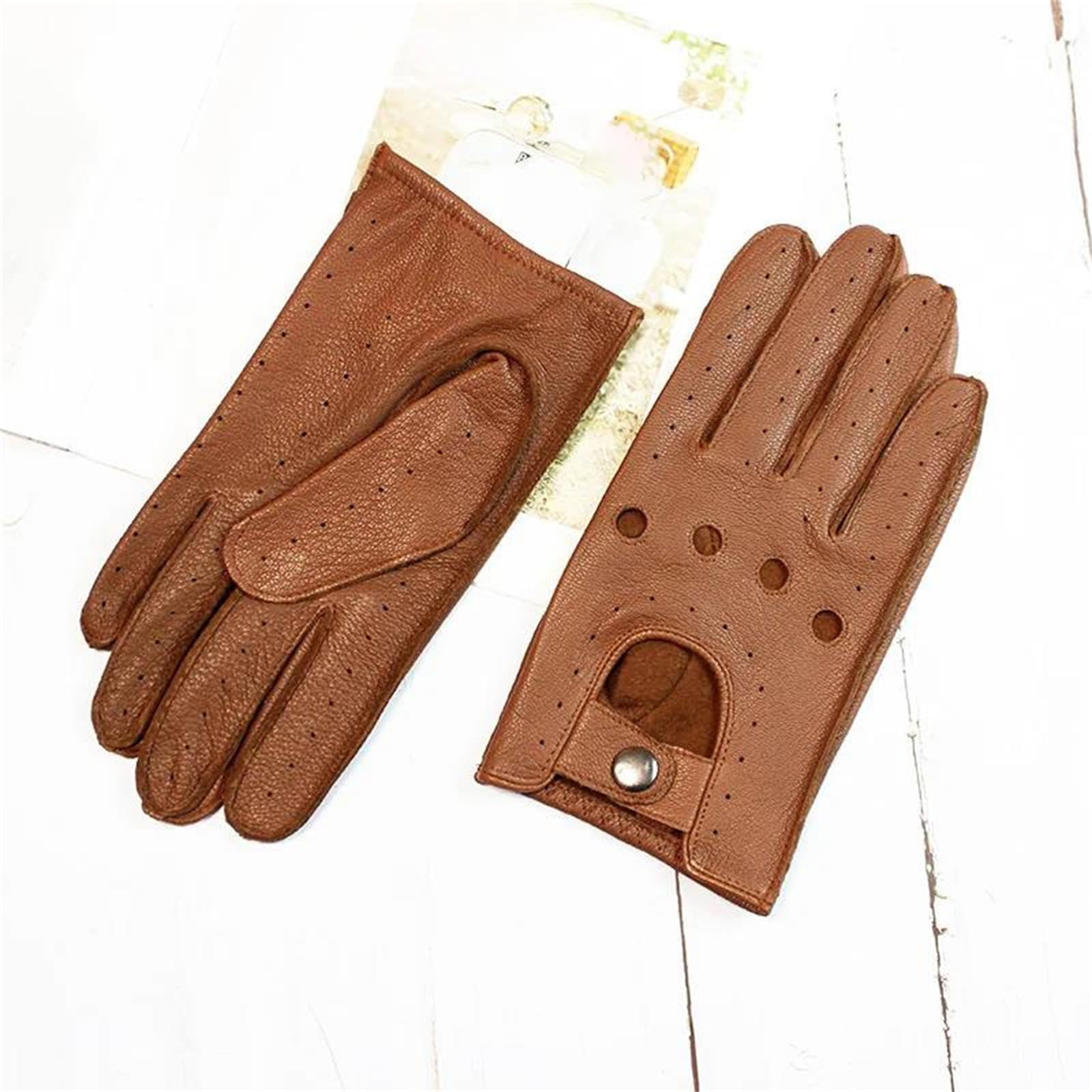 Guanti da guida estivi da uomo, in pelle, con dita intere, sottili, cavi, senza fodera, for motociclisti