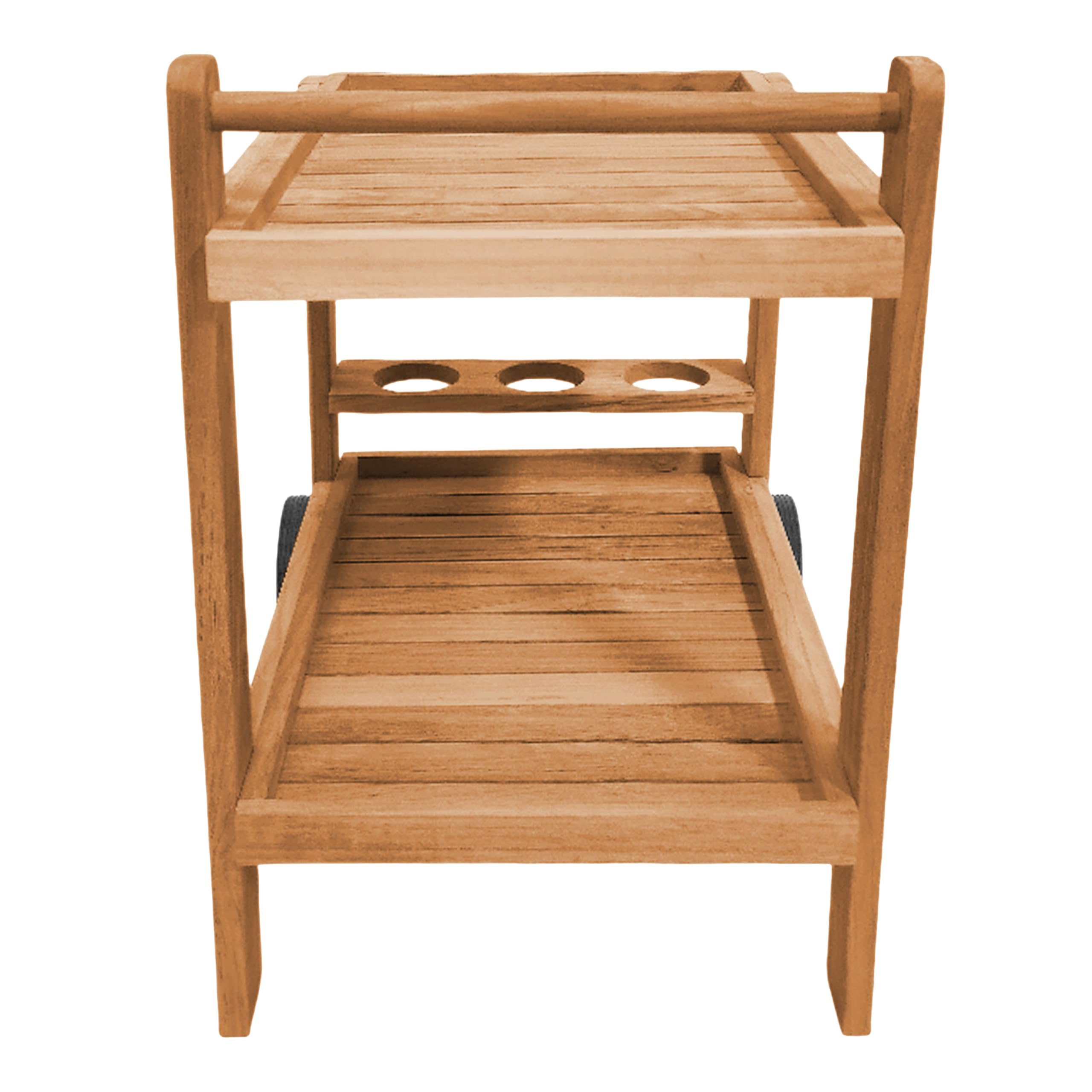 AXI Miri Carro de Servicio de Madera de Teca con 2 estantes y Botellero | con Ruedas para Cocina, Jardin, Balcon, Terraza | para Exteriores/Interiores | 70 x 48 x 70 cm