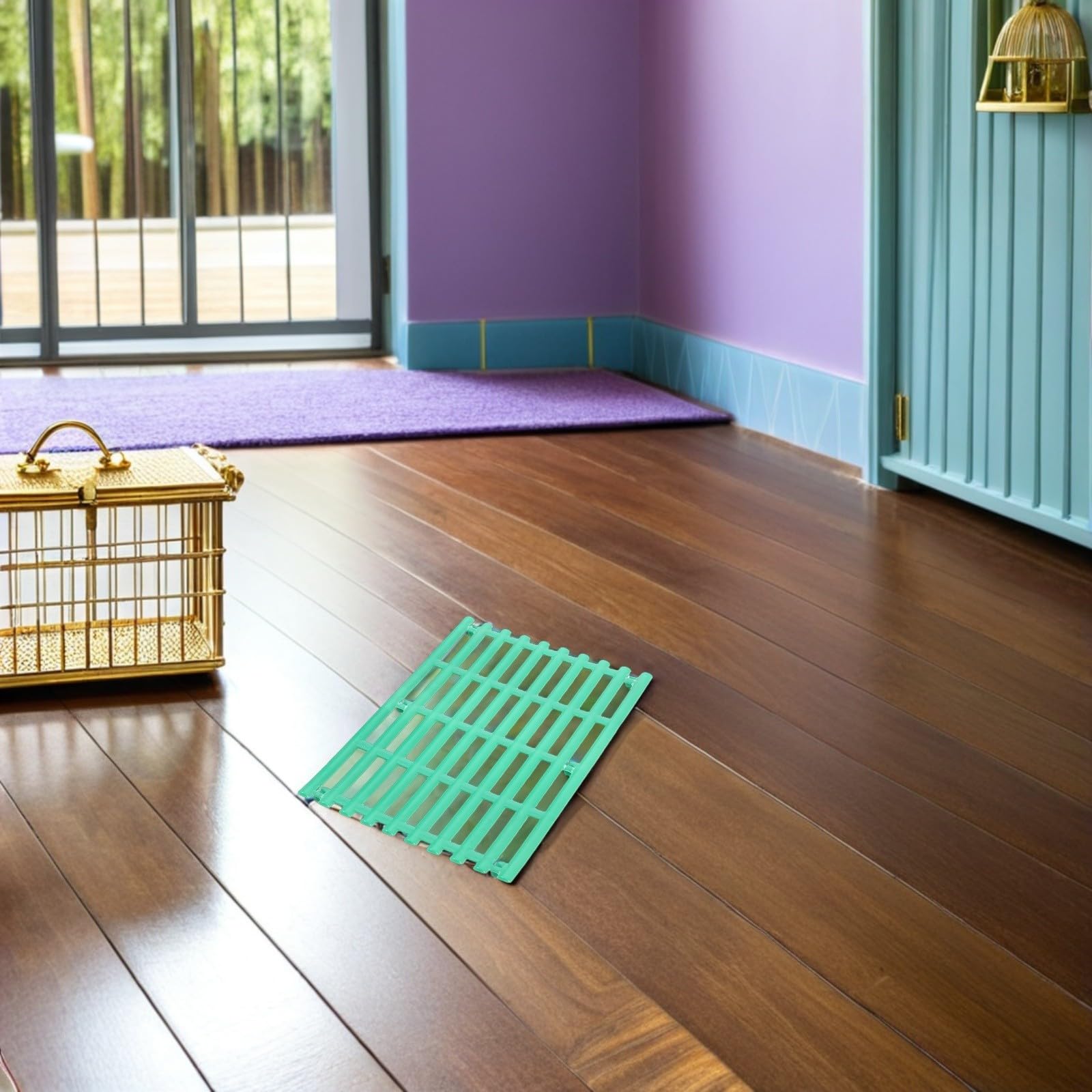 4 Pezzi Tappetini in Plastica Verde per Piccoli Animali e Chinchilla, Resistente all'Usura Design Efficiente Antiperdita per Gabbia e Riposo
