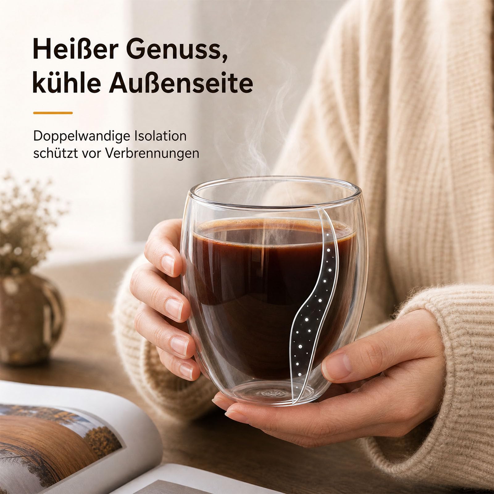 Generisch Doppelwandige Trinkgläser aus Borosilikatglas (450, Milliliter)