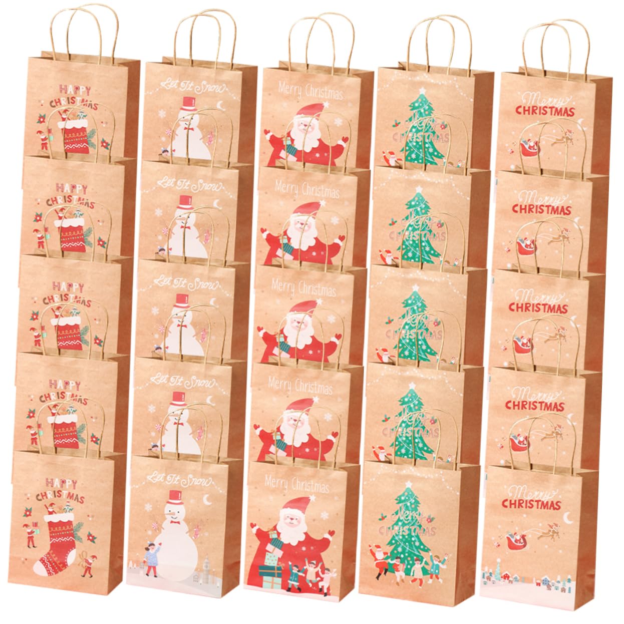 SEWOART 25piezas Bolsas Para De Navidad Asas De De Papá Noel Muñeco Árbol De Navidad y Navideños