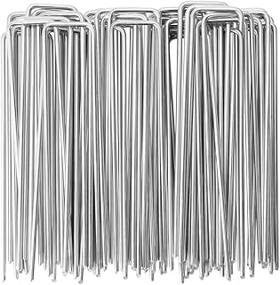 Cloudgree Garden Pegs - Pack 50 6\"/150 mm Heavy Duty Tent Pegs Galvanized Steel Landscape Staples, U-Shaped Ground Stakes for Camping, Weed Control Membrane, Artificial Grass, Netting, Fabric