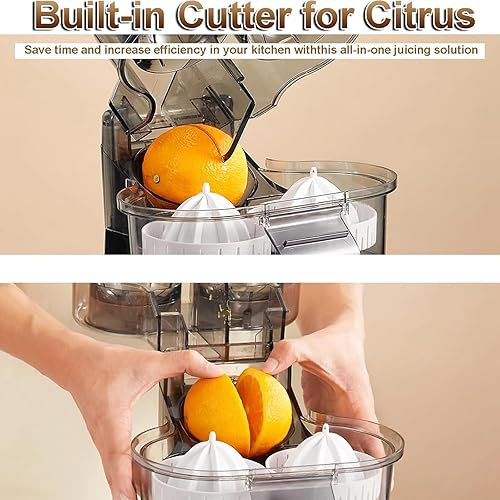 Miniatura 5 de Exprimidor eléctrico, máquinas exprimidoras de prensa en frío, máquina de jugo de cítricos gemelos de 16.9 fl oz con motor de 18000 rpm, para