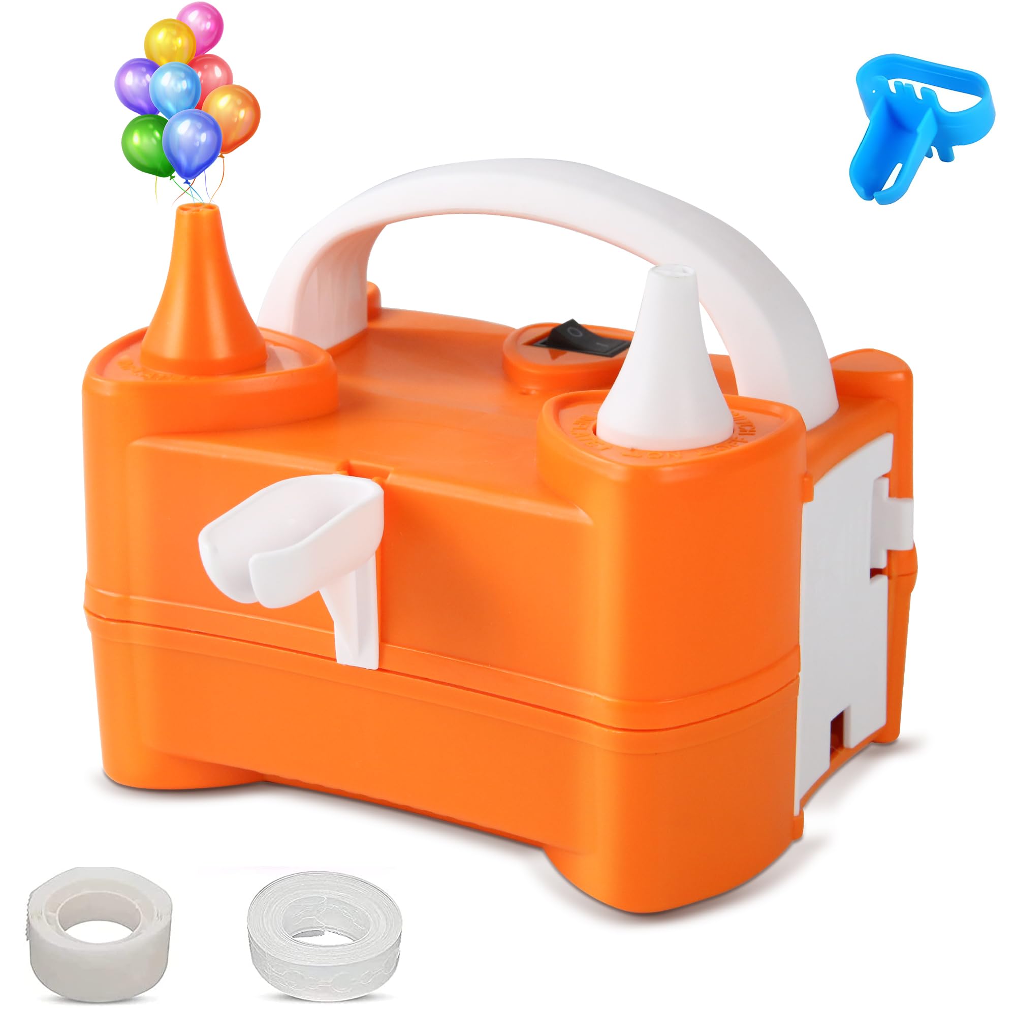Electric Balloon Pump, Portable Dual Nozzle Inflator, 110V 400W Balloon Inflator Air Pump Inflator for Decoration, Birthday and Party
