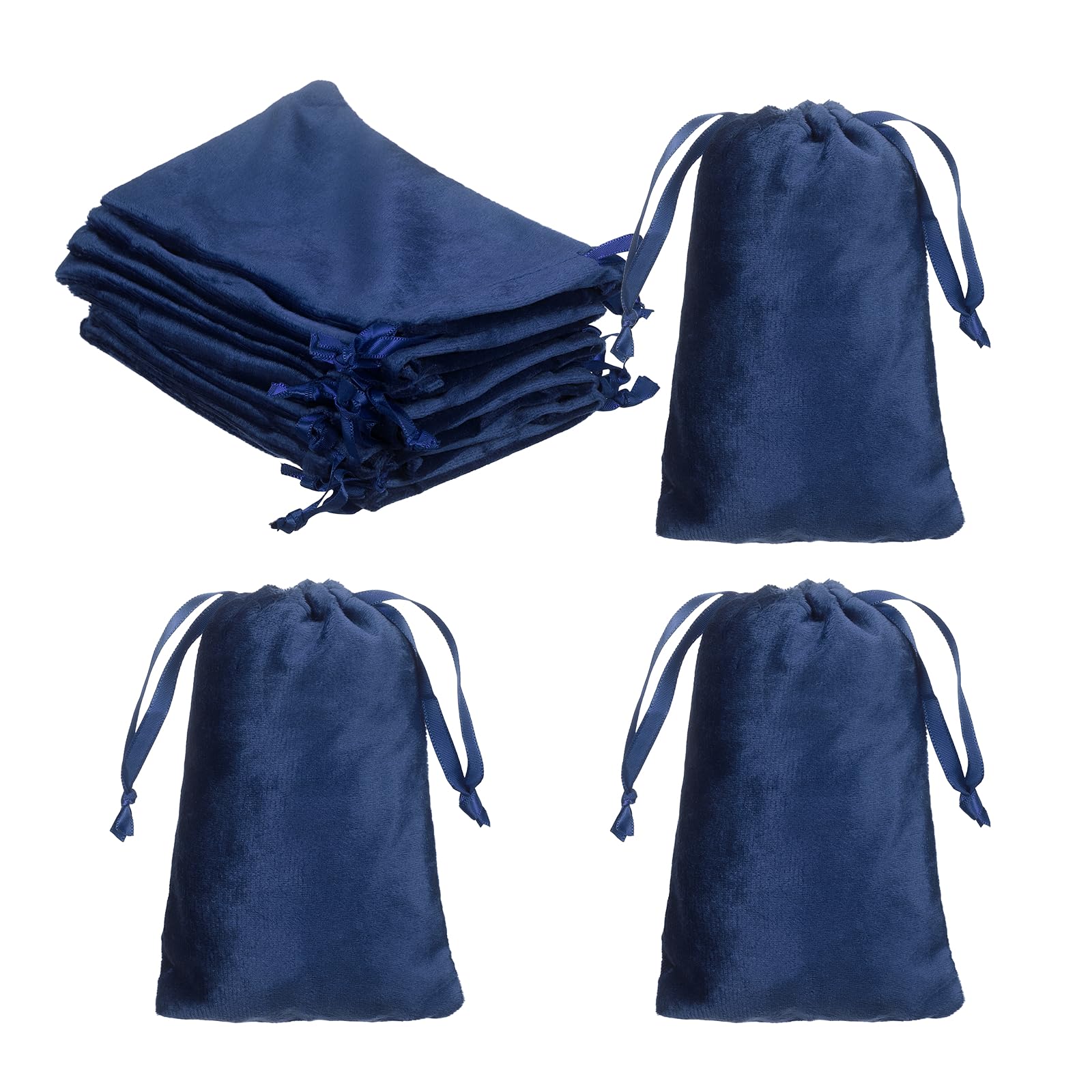 sourcing map 20Pcs Velvet Drawstring Bags, 10 x 15cm Small Jewelry Pouches, Velvet Gift Bags with Drawstrings for Earrings, Rings, Wedding Favors, Party Favors, Storage, Blue