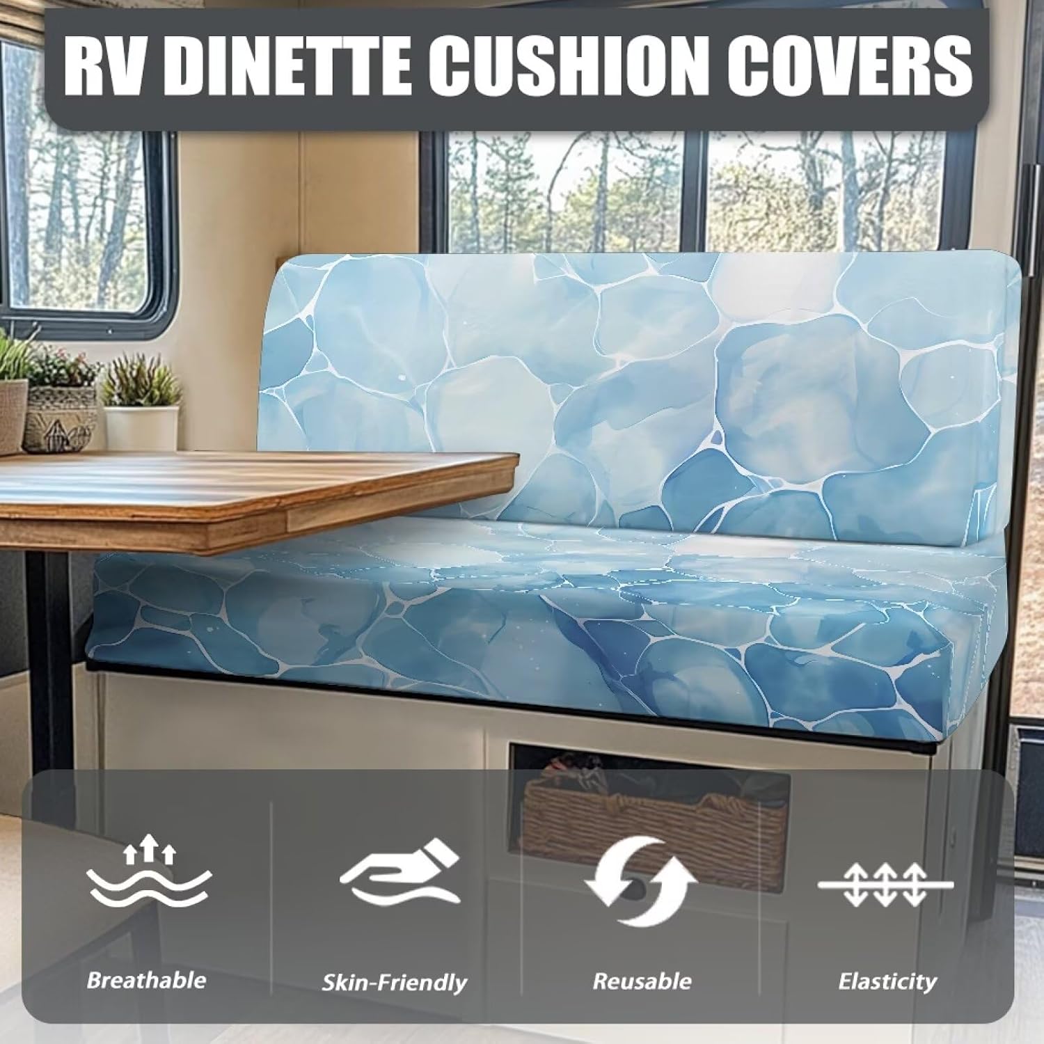 Ink Painting RV Dinette Cushion Covers RV Sofa Seat Cover Replacement Couch Cushion Slipcovers Washable Loveseat Slipcovers Easy to Install