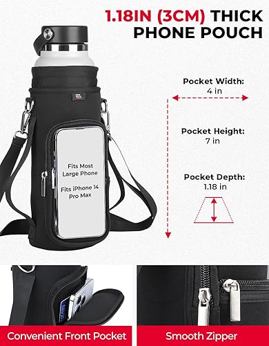 Miniatura 4 de KEMIMOTO Portabotellas de agua con correa, soporte para botella de agua con goma en la base, bolsa para botella de agua con correa ajustable para el