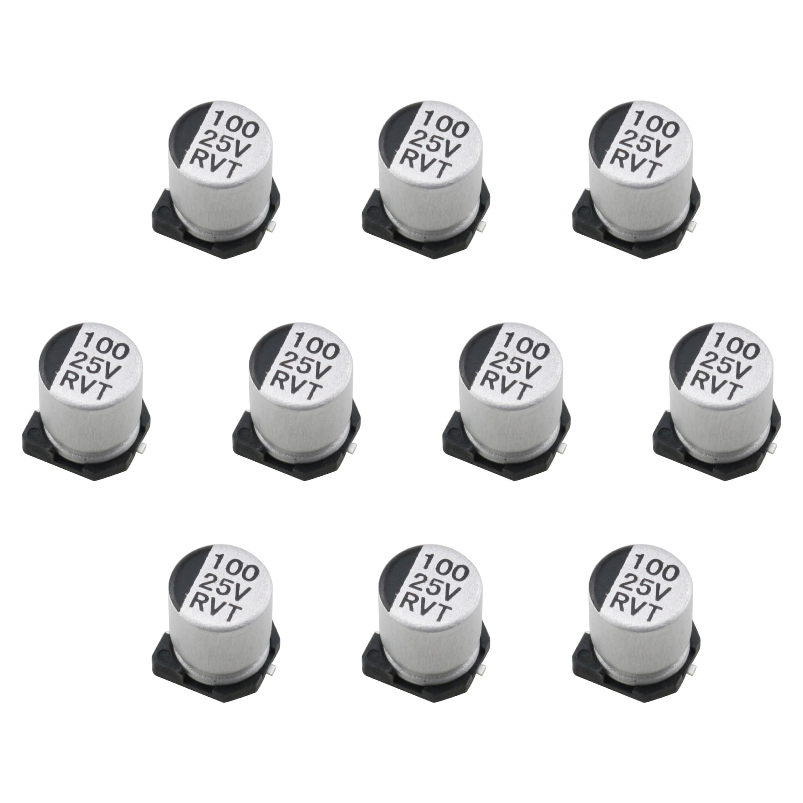 TAODAN 10PCS Chip Type Aluminum Electrolytic Capacitors Round Surface Mount 25V 100UF Suitable for High Density Computer Chip Demonstrations-image-20