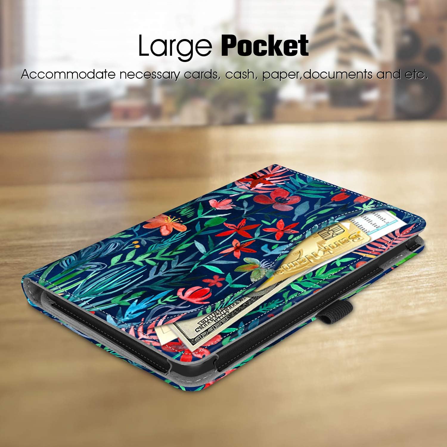 Fintie Case for Amazon Fire 7 Tablet (9th Generation, 2019 Release) - [Multi-Angle] Viewing Folio Stand Cover with Pocket Auto Wake/Sleep, Jungle Night