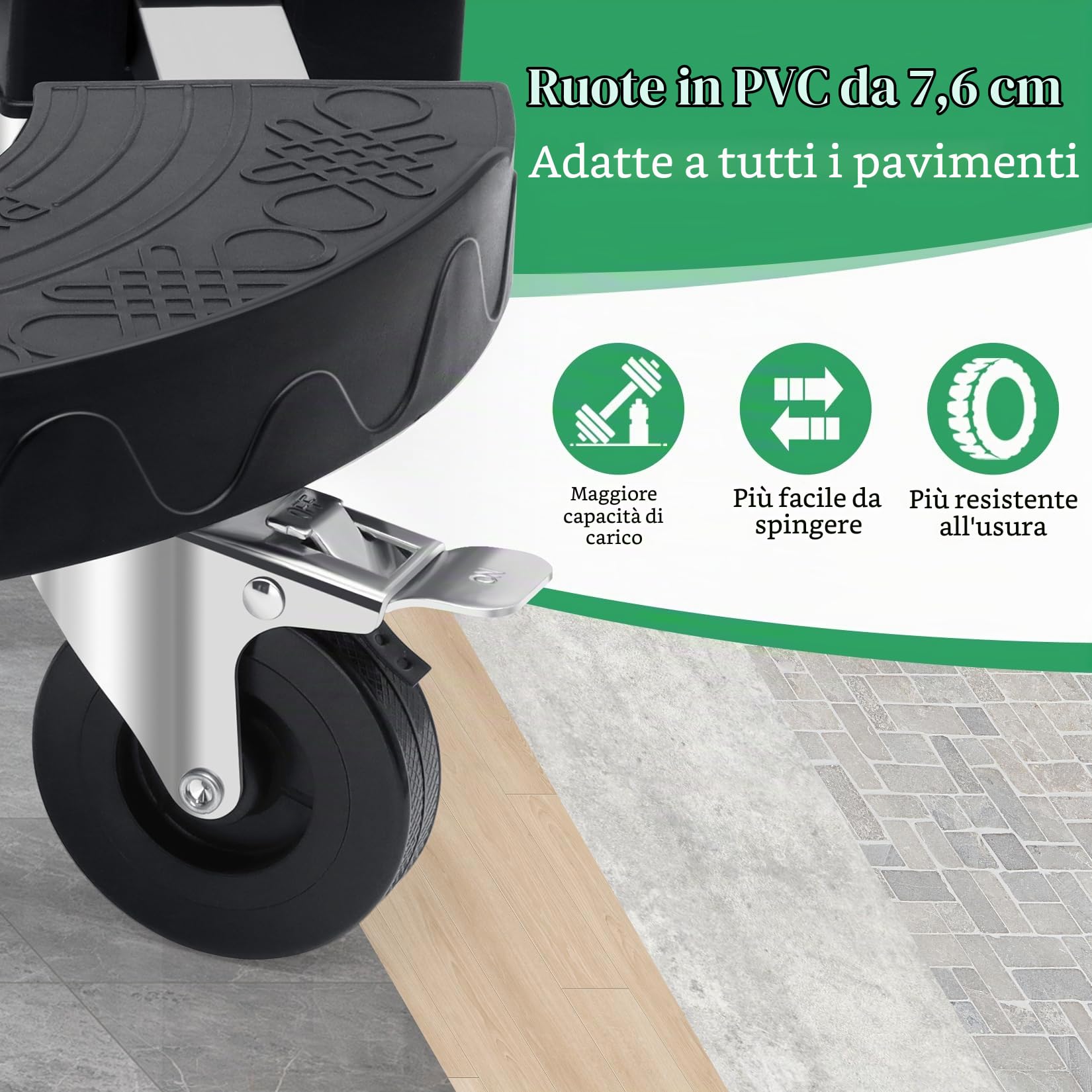 Sottovaso Rotondo per Vasi Pesanti Regolabile da 38CM-48CM, Portavasi da Interno e Esterno con 4 Ruote PE e Tubo in Acciaio Inox Capacità 220KG, Base con Ruote per Ombrelli e Alberi,2 Pezzi