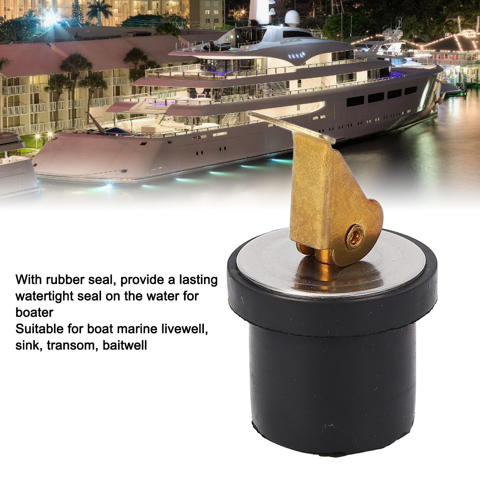 Bouchon de Vidange en Laiton Marine, 19mm, 2 Pièces, Construction Durable, Joint Étanche, pour Bateaux et Yachts