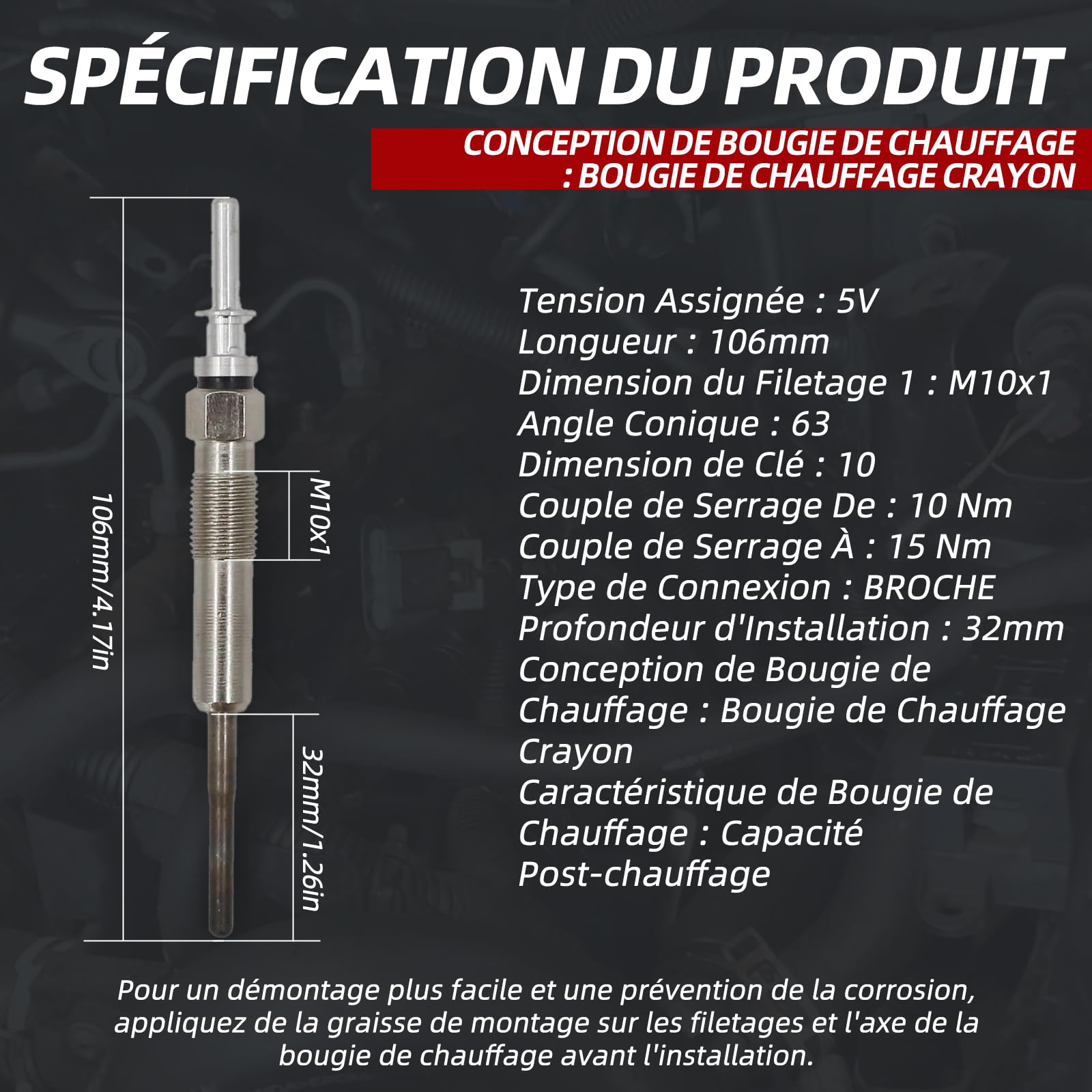 Lot de 4 bougies de préchauffage pour B-M-W Série 1 E87 Série 3 E46 E90 Série 5 E60 X3 E83 d M47 Numéro de pièce : 0250402002