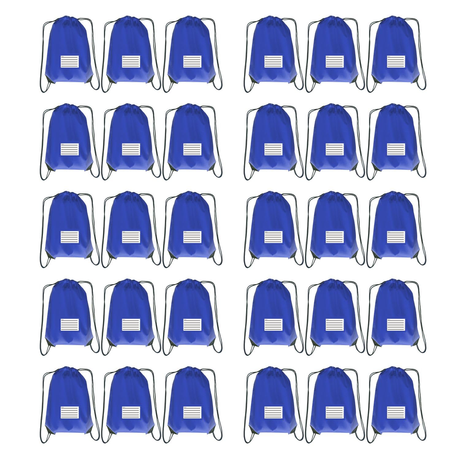 JohahaTim Drawstring Backpack Bulk 30 Packs Draw String Bags for Gym Sports Trip Pedestrianism Cinch Sack DIY for Women Men with Memo Card (royal blue