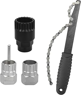 JRSHIRLEYLTD Látigo de Cadena de Bicicleta, Herramienta de extracción de Cassette con 1 Pieza Extractor de Casete, 2 Piezas pedalier de Bicicleta, Extractor de piñones para Volantes (Negro, Plata)