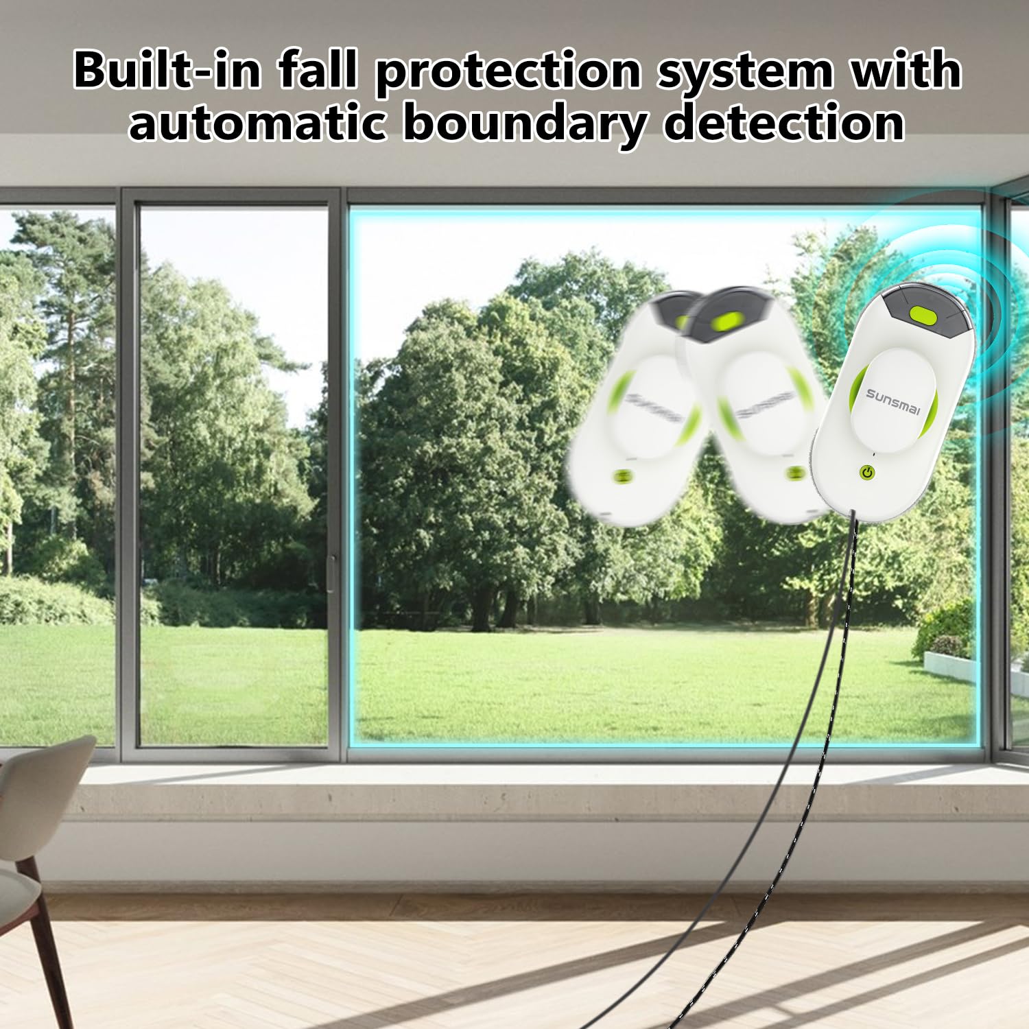 SUNSMAI Doppio getto d'acqua robot lavavetri, Automatic Path Planning robot lavavetri, Edge Detection lavavetri elettrico, cavo di alimentazione da 6,4 m Serbatoio dell'acqua da 50 ml(verde)