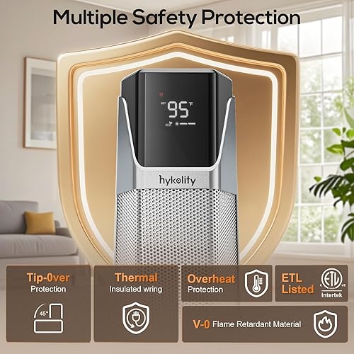 Miniatura 2 de Hykolity Calentador de espacio para habitación grande, calentadores eléctricos de 30 pulgadas para uso en interiores con termostato y control