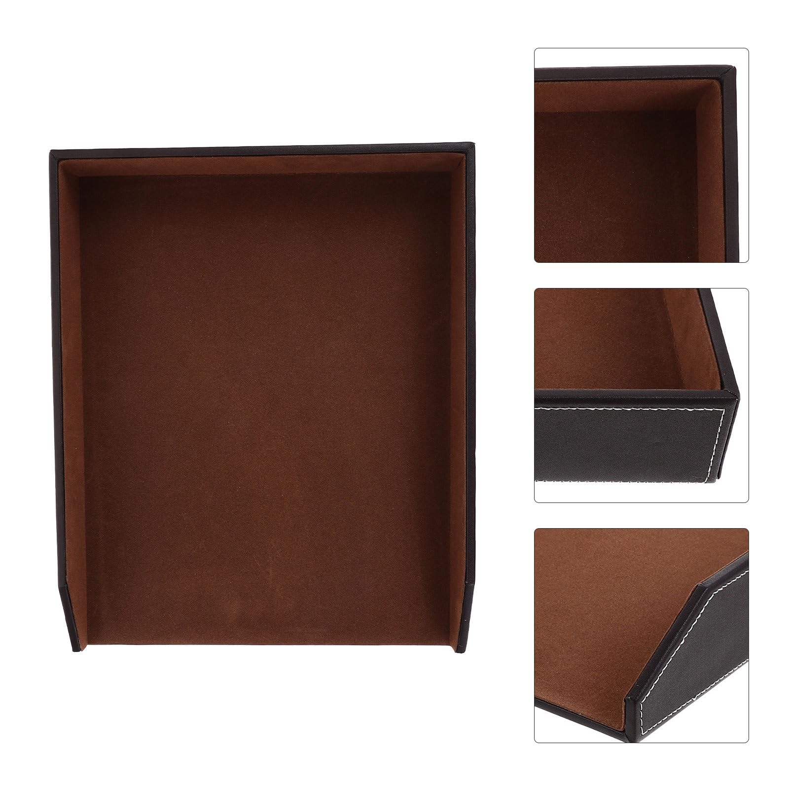 Amosfun Vaschetta Porta Documenti A4 Monostrato in Pu Coffee | Design Moderno, per Casa e Ufficio, Supporto da Tavolo, Tiene in Ordine Fascicoli e Cartelle