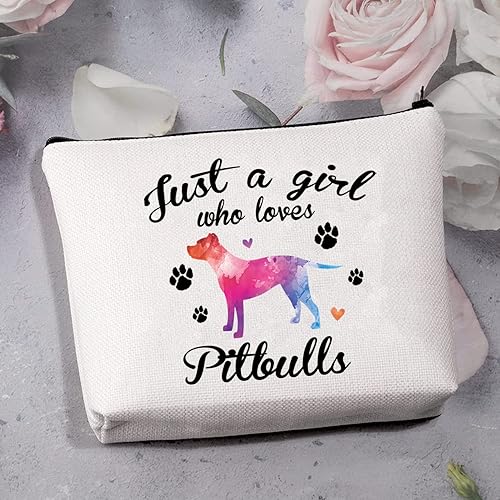 Miniatura 3 de MBMSO Pitbull Gifts Bolsa de maquillaje Just a Girl Who Loves Pitbulls Bolsa de cosméticos Pitbull Lovers Dueño Regalos Bolsa de viaje Bolsa con