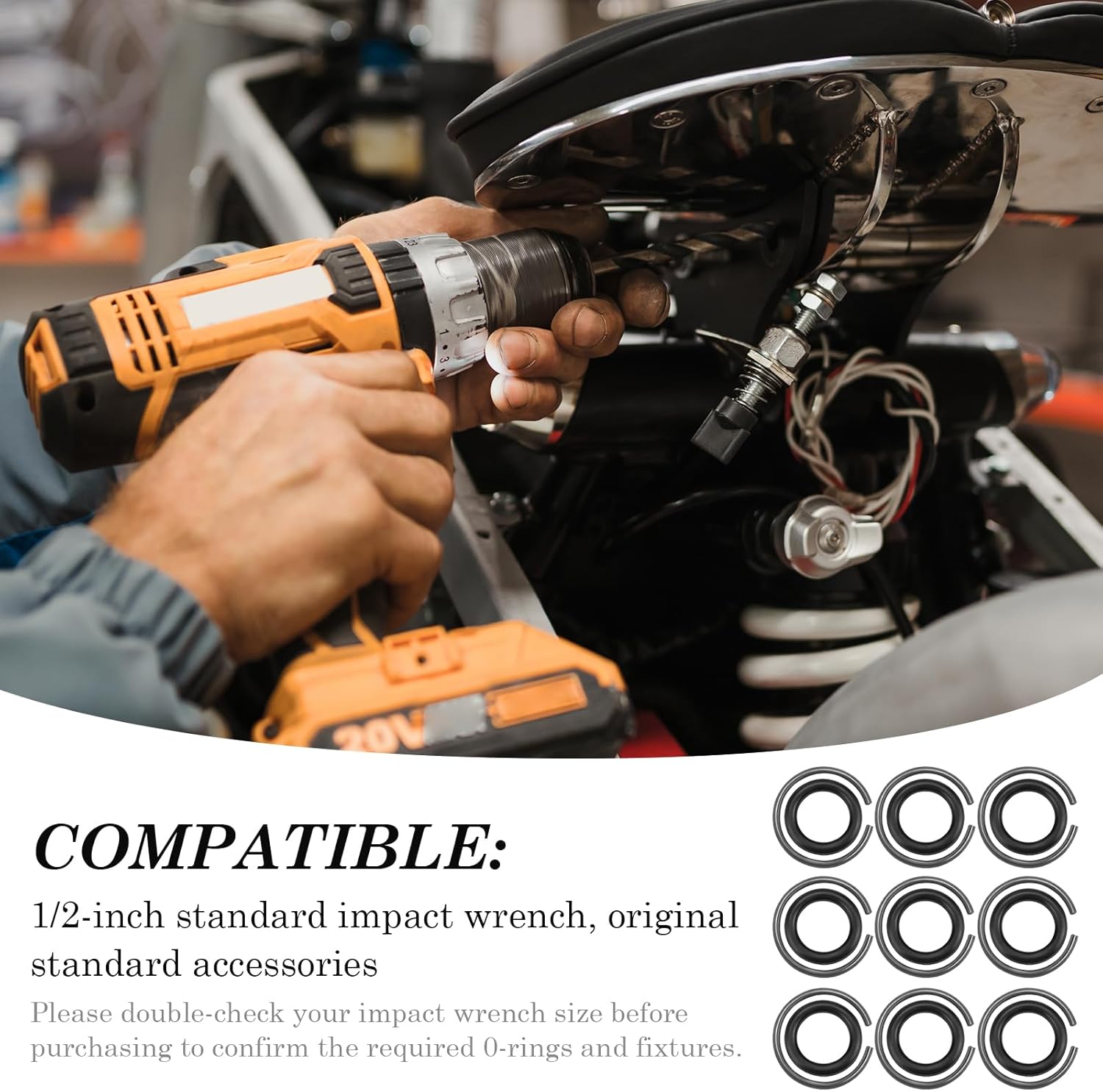 20 Sets of 1/2" Impact Retaining Ring Clips with O-Ring Wrench Durable Friction Rings for Electric and Pneumatic Wrenches thumbnail