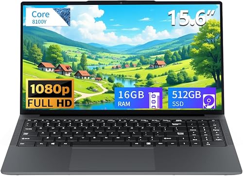 Ordenador Portatil 15,6 Pulgadas, 16GB RAM 512GB SSD PC Portatil, Portatil Core de hasta 3,4 GHz, Laptop IPS FHD 1920 * 1080, Mini HDMI, USB 3.0, WiFi,Tipo C, Adecuado para estudiantes y oficinas