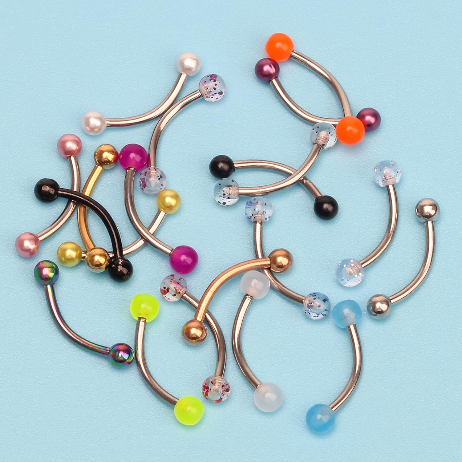 Miniatura 6 de CrazyPiercing 20 anillos para cejas de acero quirúrgico de 056oz con forma de piercing de 0394in de longitud