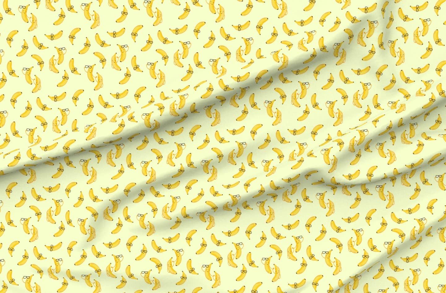 Spoonflower Fabric - Bananas Glasses Yellow Fresh Summer Food Banana Printed on Minky Fabric by The Yard - Sewing Baby Blankets Quilt Backing Plush