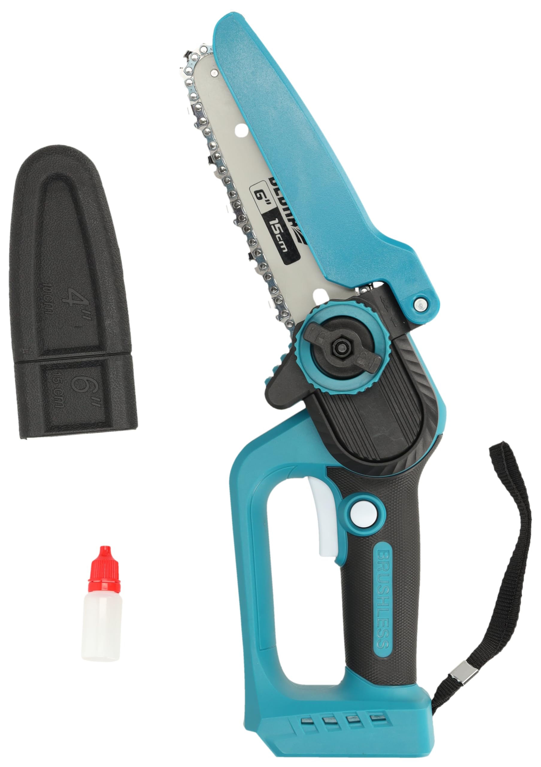 Dedra SAS+ALL DED7180 18 V – bezszczotkowa mini piła łańcuchowa 6ʺ (150 mm), 5400 RPM, cięcie do 140 mm, beznarzędziowy napinacz, lekka konstrukcja (0.9 kg), bez akumulatora i ładowarki