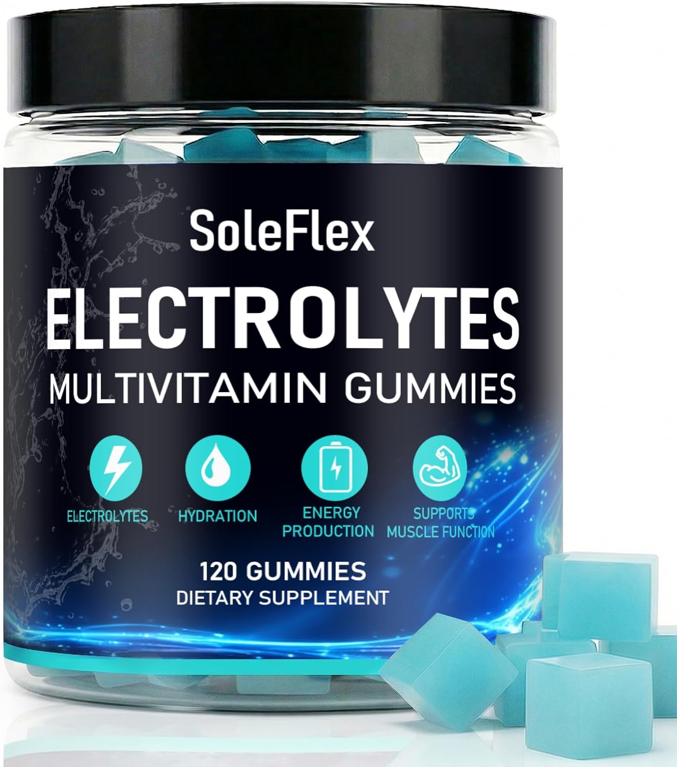Soleflex Electrolytes Gummies, Electrolyte Gummies for Hydration, Raspberry Flavor, 120 Gummies (1)