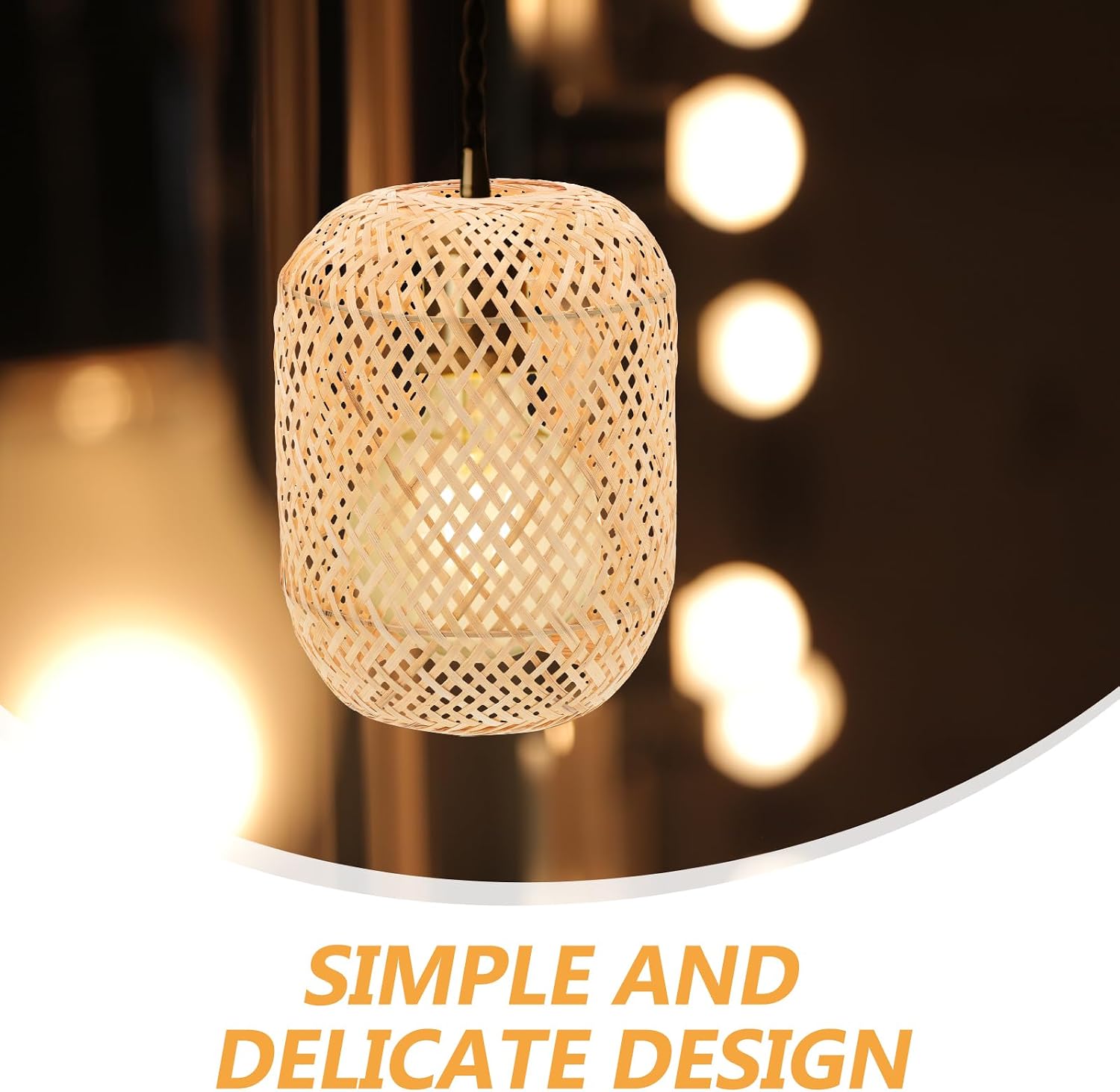 Uonlytech Rattan Woven Pendant Light Shade Natural Handwoven Chandelier Light Shade Cylinder Woven Lampshade for Pendant Floor Lamps
