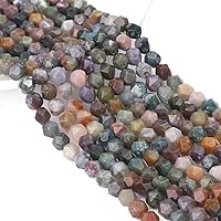 Vista 5 de Cuentas redondas facetadas de ágata india natural de 6 mm para hacer joyas, 36 cm/hebra