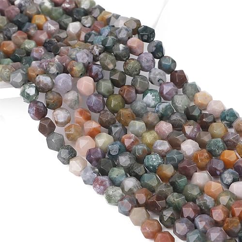 Miniatura 5 de Cuentas redondas de ágata india natural facetada de 0.236 in 14.2 inhebra para la fabricación de joyas