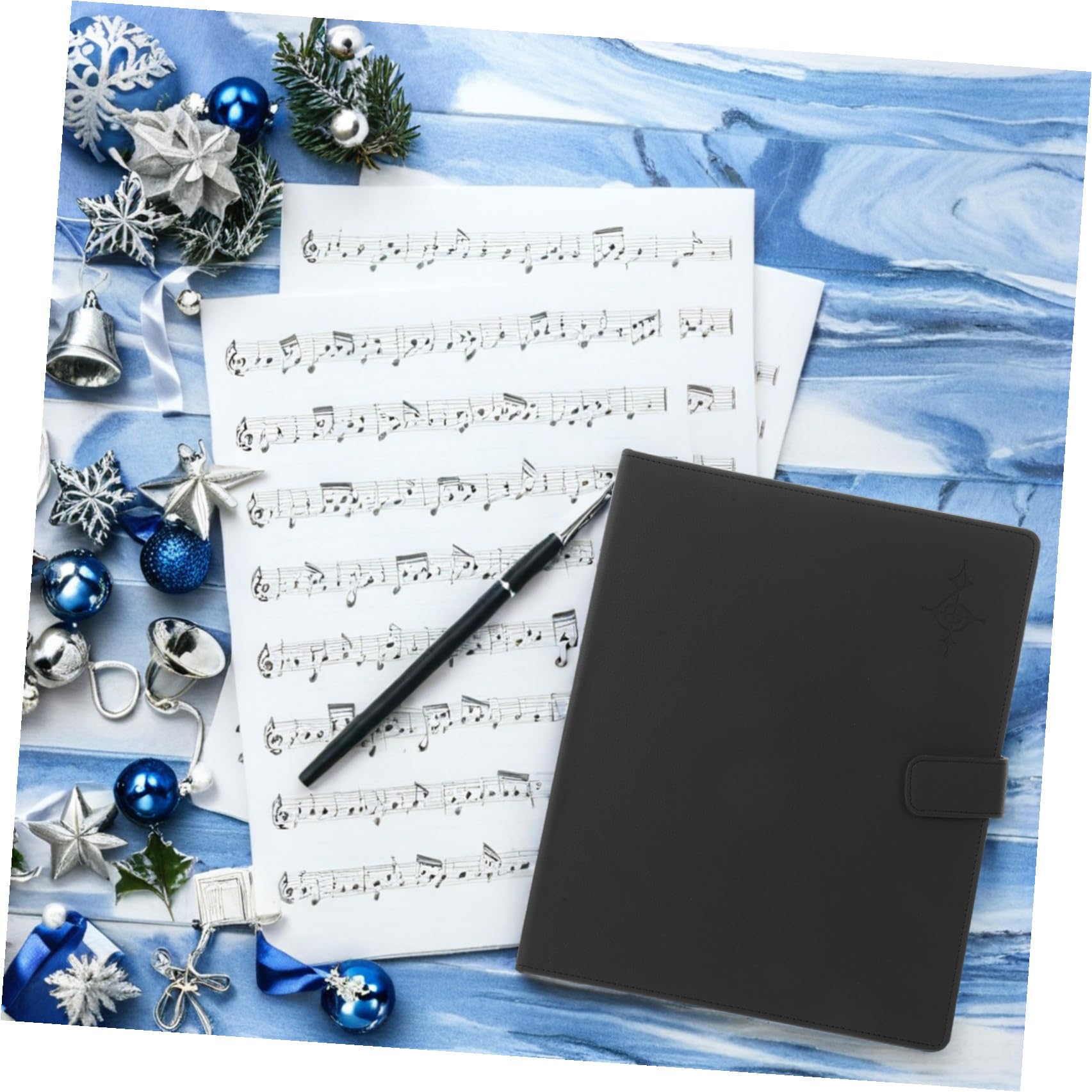 Alasum Carpeta de Partituras para Piano y Guitarra, Cuero Sintético Negro, 9 Anillas, con 30 Páginas Numeradas, Organizador Musical Versátil para Partituras Sueltas, Adecuado