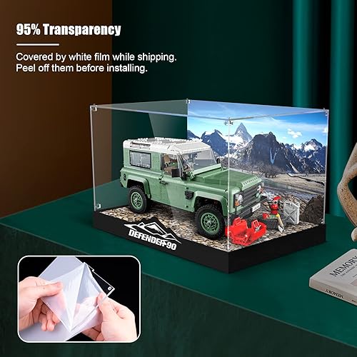Miniatura 8 de Vitrina de acrílico para Lego Land Rover Classic Defender 90, caja transparente a prueba de polvo para Lego 10317, placa acrílica transparente con