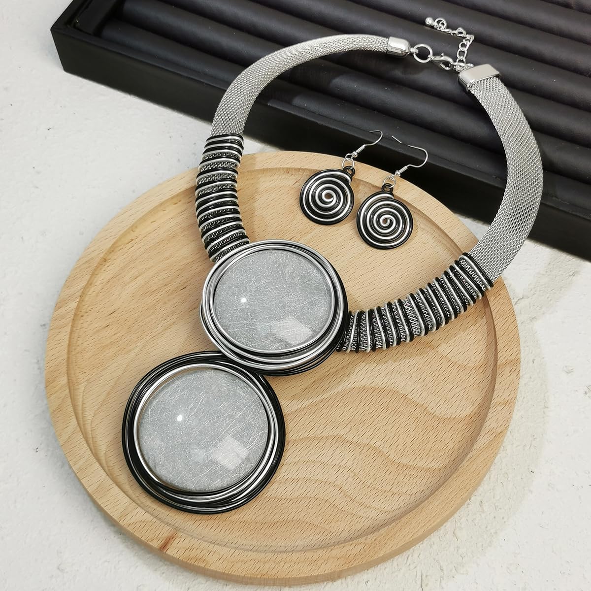 African Statement Necklace Earrings Set For Women Tribal Fashion Costume Jewelry Sets Big Resin Pendant Necklace Collar Choker Handmade Accessories - Image 4