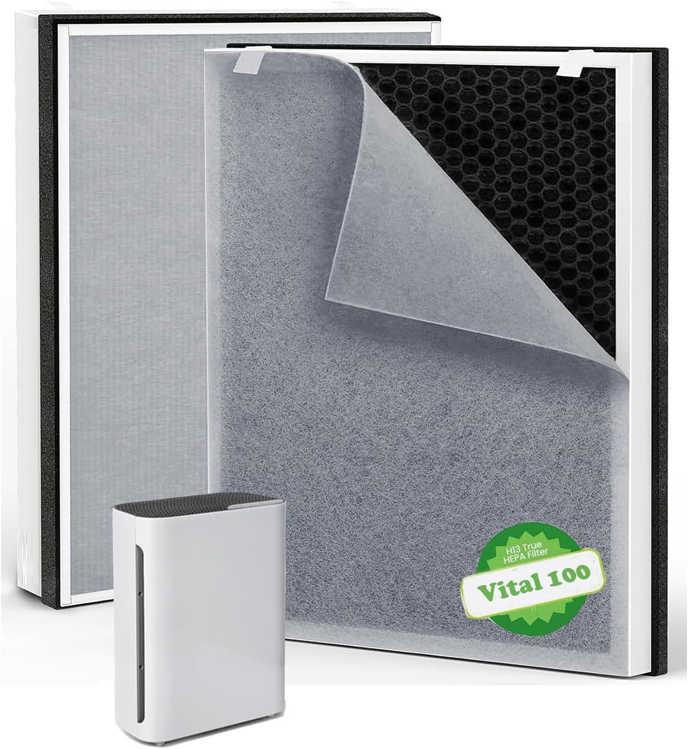 2 PACK Vital 100 Replacement Filter Compatible with Vital 100 Air Purifier, Vital 100 True HEPA Replacement Filter for Home LEVOIT Air Purifier, Replace Part Vital 100-RF (NOT Fit for Vital 100S)