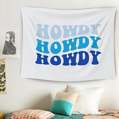Miniatura 3 de OGILRE Tapiz para colgar en la pared, diseño bohemio azul preppy howdy para el hogar, decoración de dormitorio de niñas, tapices retro hippy preppy