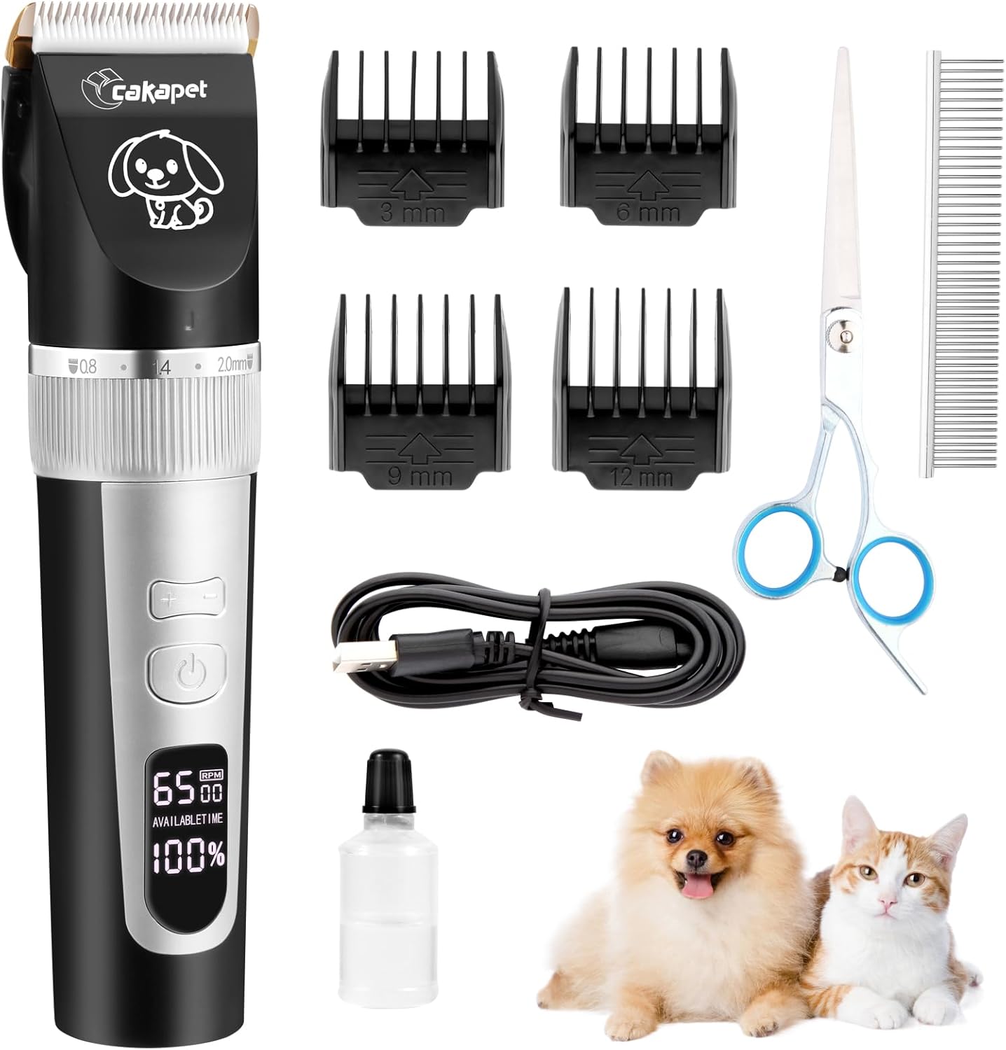Dog Clippers, Cordless Low Noise Rechargeable Electric Dog
