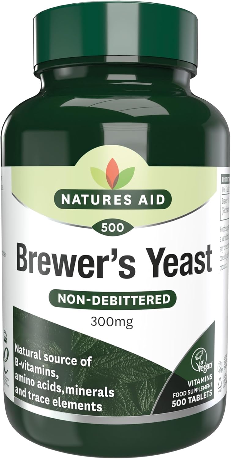 Natures Aid Brewers Yeast 300mg – Natural Source of B-Vitamins, Amino Acids and Minerals – Supports Energy and Immune Health – Vegan, Gluten-Free, Non-GMO, No Salt or Sugar – 500 Tablets