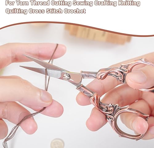 Miniatura 5 de Tijeras para bordar y tejer, tijeras de acero inoxidable de punta afilada para corte de punto de cruz, bordado, costura, manualidades, trabajo de